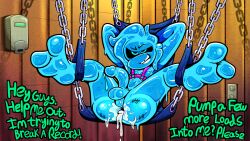 bath bathhouse bodily_fluids bondage cum cum_inside cumshot dessert doughnut ejaculation food furry gaping genital_fluids goo_(disambiguation) hi_res invalid_tag male male/male nsfw penetrable_sex_toy pornography sex_toy sling_(disambiguation) text