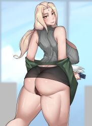 1girls big_ass big_breast bobtheneet clothing female female_only hairy_pussy naruto solo tsunade