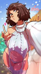 1girls 2d 2d_(artwork) big_breasts breasts female_focus female_only haysey_draws looking_at_viewer persona persona_5 sadayo_kawakami selfie virgin_destroyer_sweater