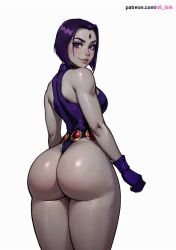 1girls ai_generated ass barely_contained big_ass big_breasts breasts cartoon_network cleavage crossed_arms dc dc_comics female female_only goth goth_girl huge_breasts rachel_roth raven_(dc) s8link solo teen_titans thick_thighs