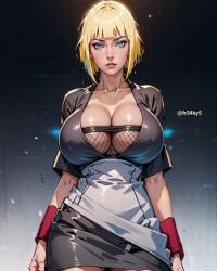 ai_generated big_breasts blonde_hair blue_eyes cleavage fr34ky huge_breasts large_breasts naruto naruto_(series) naruto_shippuden samui wide_hips