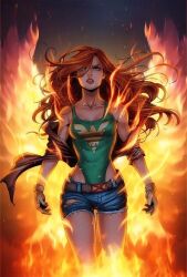 1girls bikini breasts diabolumberto female female_only fire human human_only jean_grey light-skinned_female light_skin marvel marvel_comics phoenix phoenix_(x-men) x-men