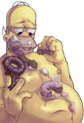 1boy 20th_century_fox banhaibao chubby chubby_male digital_media_(artwork) doughnut eating eating_food fat fat_man homer_simpson ice_cream male male_only pinup slob solo the_simpsons wam