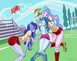 3girls blush boots breasts clothed clothing donutwish equestria_girls female female_only four_tone_hair friendship_is_magic hair human humanized multicolored_hair multiple_females my_little_pony nipples princess_celestia_(mlp) princess_luna_(mlp) principal_celestia pussy rainbow_dash_(mlp) shirt shirt_lift siblings sisters skirt skirt_lift straight_hair three-tone_hair two_tone_hair vice_principal_luna yuri