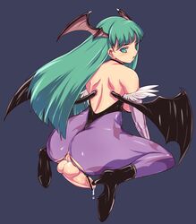 1futa anus ass back backsack bar_censor blush breasts capcom censored clothing cock-tail cum darkstalkers demon_girl demon_wings erection full-package_futanari futa_only futanari green_hair head_wings headwings highres intersex long_hair looking_back medium_breasts morrigan_aensland open_mouth pantyhose penis pointless_censoring pussy sitting solo solo_futa succubus testicles torn_clothes torn_pantyhose ubanis wariza wings