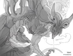 armor bahamut_(final_fantasy) big_penis claws dragon final_fantasy horn male male_only monochrome penis plain_background ratbat scalie sketch solo video_games