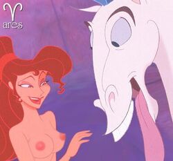 ares_(artist) disney hercules_(disney) implied_zoophilia megara nipples nude pegasus pegasus_(hercules)