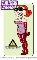 bare_shoulders breasts cartoon_network choker evil_con_carne hair_on_head high_heel_boots high_heels killerx major_dr._ghastly nipples red_legwear see-through sheer the_grim_adventures_of_billy_and_mandy thighhighs