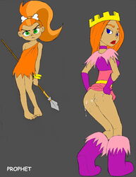 barbarian dave_the_barbarian disney disney_channel fang_(dave_the_barbarian) loincloth looking_at_viewer princess princess_candy prophet royalty sisters