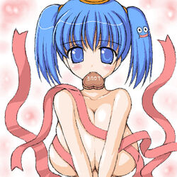 blush dragon_quest king_slime_(dragon_quest) large_breasts miteinano ribbon slime slime_(dragon_quest) tagme