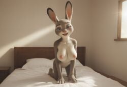 ai_generated anthro anthropomorphic beautiful bedroom big_breasts breasts breeding_request bunny_ears bunny_girl bunny_tail bunnygirl disney female fur furry furry_only impregnation_request in_heat inviting_to_sex judy_hopps looking_at_viewer on_knees seductive seductive_look seductive_smile sexy sexy_body sexy_pose tits_out wet_pussy zootopia