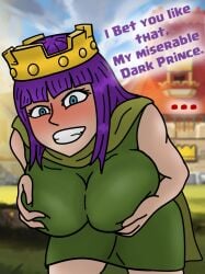archer_queen_(clash_of_clans) archer_queen_(clash_royale) big_breasts breasts clash_(series) clash_of_clans clash_royale dark_prince_(clash_royale) female mega_milk meme squad_busters thedarkprince(artist)