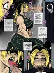 anasuicols big_penis blowjob embo emboquo heart-shaped_pupils jojo's_bizarre_adventure jolyne_kujo kneeling_oral_position licking licking_penis onomatopoeia penis surprised_expression