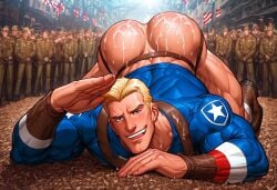 ai_generated army ass ass_focus ass_up bara big_ass big_biceps big_butt big_pecs bottomless bubble_ass bubble_butt butt_focus captain_america crowd crowd_watching cum cum_on_ass cum_on_butt exhibitionism exposed_ass face_down_ass_up harness jack-o_pose jockstrap male male_focus male_only man_boobs marvel marvel_cinematic_universe marvel_comics military muscles muscular_arms muscular_legs muscular_male muscular_thighs outside piblic public_nudity revealing_clothes salute soldier steve_rogers yaoi