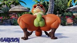 16:9 2024 3_toes 3d_(artwork) anthro ass ball_bulge beach big_butt bikini black_claws black_nose bulge camseven canid canine claws clothing crab_walk detailed_bulge digital_media_(artwork) disney english_description eyewear feet footwear footwear_only fox front_view fur genital_outline glasses green_bikini green_clothing green_swimwear hi_res male mammal mostly_nude nick_wilde orange_body orange_fur palm_tree pattern_bikini pattern_clothing pattern_swimwear penis_outline plant red_eyewear red_glasses round_glasses sand socks socks_only solo swimwear tail thick_thighs toes tree two-piece_swimsuit wearing_glasses widescreen zootopia