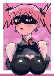1girls artist_name boku_no_hero_academia haneyama_kazuho looking_at_viewer medium_breasts my_hero_academia pale-skinned_female pale_skin pink_eyes pink_hair pop_step vigilante:_my_hero_academia_illegals