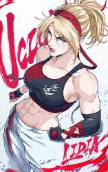abs bandai_namco blonde_hair blue_eyes breasts female fit jhonyknight lidia_sobieska namco namco_bandai scar scar_across_eye scar_on_face standing tekken tekken_8 twitter