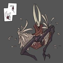 2d angel_wings beetle black_body bug chitin claws cloak dripping dripping_precum feathers female female female_only half-dressed half_naked hollow_knight hornet_(hollow_knight) horns humanoid insect_girl insect_humanoid insects long_legs no_breasts pussy_ejaculation pussy_juice pussy_juice_trail shell sitting skull slim slim_waist spread_pussy team_cherry tomboy wet_pussy wings