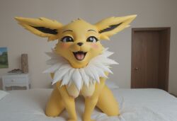 ai_generated anthro anthropomorphic beautiful bedroom big_breasts breasts breeding_request female fox fox_girl fur furry furry_female furry_only generation_1_pokemon handjob impregnation_request in_heat inviting_to_sex jolteon looking_at_viewer on_knees pokémon_(species) pokemon pokemon_(species) seductive seductive_look seductive_smile sexy sexy_body sexy_pose tits_out wet_pussy
