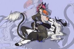 absurd_res alexxxio_draw alien anthro ass avian big_butt bird breasts deer duo female gryphon hi_res male male/female mammal mythological_avian mythological_creature mythology piercing toucan toucan_gryphon