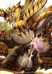 2025 agitype01 anthro anus ass balls big_butt big_penis biped black_body blush bodily_fluids bubble_butt butt_grab capcom claws crouching cum cum_in_ass cum_inside digital_media_(artwork) digitigrade dragon erection fingers flying_wyvern genital_fluids genitals hand_on_butt hi_res horn looking_at_viewer male monster_hunter muscular muscular_anthro muscular_male mythological_creature mythological_scalie mythology penis presenting presenting_anus presenting_hindquarters rey_dau scales scalie simple_background solo spread_butt spreading sweat thick_thighs wings yellow_body