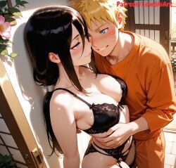 1boy 1boy1girl 1girls affair against_wall ai_generated before_sex big_breasts blonde_hair blue_eyes blush boruto:_naruto_next_generations bra breasts brother_in_law_and_sister_in_law brown_hair cheating cheating_husband cuckquean doorway female garter_belt garter_straps hair_between_eyes hair_down half-closed_eyes hallway highres hyuuga_hanabi imminent_kiss indoors jacket japanese_house lewdaiart lingerie long_hair lovers male male/female naruto naruto_(series) naughty_face netorare panties pants passionate romantic romantic_couple shiny_skin sliding_doors smile stockings straight toned toned_male uncensored uzumaki_naruto very_long_hair wet_skin yellow_hair