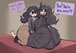 1boy 2girls @_@ ass ass_bigger_than_head ass_grab ass_on_face big_ass big_butt black_eyes dress english_text eye_bags facesitting game_freak hairband heart hex_maniac hex_maniac_(z-a) looking_back mature mature_female milf milosartses nintendo open_mouth pokemon pokemon_legends:_z-a pokemon_xy purple_dress purple_eyes purple_hair smile text thick_thighs