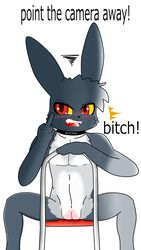 annoyed cuntboy eeveelution front_view intersex looking_at_viewer lucaschu nintendo nude phantonumbreon_(cris) pokemon presenting pussy umbreon video_games