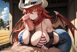 1girls ai_generated american_flag_bikini balls big_ass big_balls big_breasts big_butt big_penis bikini bikini_top blush cleavage clothed clothed_female cock_hungry cock_worship cowboy_boots cowboy_hat cowboy_pants cowgirl_outfit creamhorseai curvy curvy_female curvy_figure dragon_girl dragon_horns dragon_humanoid equine_penis farm farmgirl female fit fit_female half_dragon high_resolution highres horns horny horny_female horse_penis horsecock horsecock_on_humanoid huge_ass huge_balls huge_breasts huge_cock humanoid hyper_balls imminent_oral imminent_sex light-skinned_female long_hair male male/female mature_female milf mommy mommy_kink outdoors outside paizuri penis penis_awe penis_on_face penis_on_head ranch red_hair scarf seductive short_shorts smug smug_face smug_grin teasing testicles thick_thighs titjob very_long_hair virtual_youtuber voluptuous voluptuous_female vshojo vtuber wide_hips yellow_eyes zentreya zentreya_(cowboy_bikini)