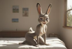 ai_generated anthro anthropomorphic beautiful bedroom big_breasts breasts breeding_request bunny_ears bunny_girl bunny_tail bunnygirl disney female fur furry furry_only impregnation_request in_heat inviting_to_sex judy_hopps looking_at_viewer on_knees seductive seductive_look seductive_smile sexy sexy_body sexy_pose tits_out wet_pussy zootopia