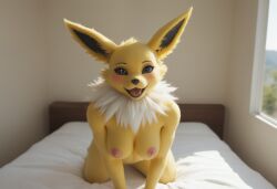ai_generated anthro anthropomorphic beautiful bedroom big_breasts breasts breeding_request female fox fox_girl fur furry furry_female furry_only generation_1_pokemon handjob impregnation_request in_heat inviting_to_sex jolteon looking_at_viewer on_knees pokémon_(species) pokemon pokemon_(species) seductive seductive_look seductive_smile sexy sexy_body sexy_pose tits_out wet_pussy