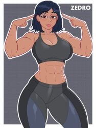 big_ass big_breasts big_butt big_thighs big_titties black_hair clothing curvaceous curvaceous_female curvaceous_figure curvy curvy_figure curvy_hips female female_focus female_only gym gym_clothing looking_at_viewer original original_character short_hair strong strong_woman zedro