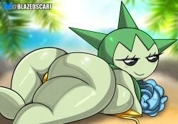 anthro ass ass ass_focus beach big_ass big_breasts big_butt bikini blazedscarf breasts golden_bikini golden_week plant plant_girl pokemon pokemon_(species) pokemon_rse roselia