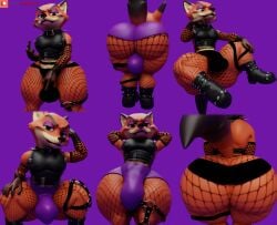 2024 3d 5_fingers alternative_fashion anthro armwear ass ball_bulge belt belt_collar big_butt black_boots black_claws black_clothing black_footwear black_thong black_topwear black_underwear boots bottomwear brown_markings bulge camseven canid canine claws clothed clothing collar crossdressing digital_media_(artwork) disney english_description eyeshadow facial_piercing fangs fingers fishnet_armwear fishnet_clothing fishnet_leggings fishnet_legwear footwear fox front_view frown fur gesture gloves_(marking) goth green_eyes half-closed_eyes hand_behind_head hand_gesture hand_on_leg hand_on_thigh hands_behind_head hi_res leggings legwear makeup male mammal markings middle_finger multiple_poses narrowed_eyes nick_wilde nose_piercing orange_body orange_fur piercing pose purple_background purple_bottomwear purple_clothing purple_eyeshadow purple_shorts rear_view shoes shorts simple_background sitting_on_another sketch_page smile solo spiked_collar spikes standing teeth thick_thighs thong topwear underwear zootopia