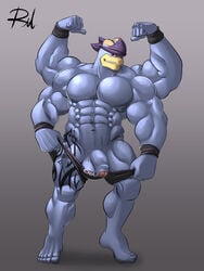 4_arms balls flaccid full-length_portrait full_length humanoid_penis machamp male male_only multi_arm multi_limb muscular nintendo penis pokemon pokemon_(species) portrait reclamon solo standing uncut video_games