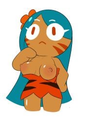 1girls 2025 animate_inanimate big_breasts big_breasts blue_hair breasts breasts brown_body brown_pupils cookie cookie_run cookie_run_kingdom cookie_run_ovenbreak female female_only kuwoesque solo solo_female tagme tiger_lily_cookie tits_out unaware white_background white_eyes