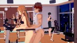 3d 3d_animation big_breasts breasts cheating cheating_girlfriend dumbbell eggys female from_behind from_behind_position gym half-dressed kirigaya_kazuto klein netorare ntr sex sports_bra tagme treadmill tsuboi_ryoutarou video walking walking_sex yuuki_asuna