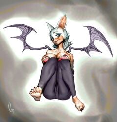 1girls 2024 anthro anthro_female anthro_only areola_slip barefoot bat bat_ears bat_wings big_breasts blue_eyes blue_eyeshadow brown_fur cameltoe clothed clothed_anthro clothed_female extinctyellow eyelashes eyeshadow female female_only flying furry furry_female furry_only leggings makeup mammal mammal_humanoid rouge_the_bat saliva sega solo solo_female sonic_(series) sonic_the_hedgehog_(series) toes tongue_out watermark white_fur white_hair