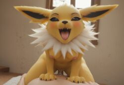 ai_generated anthro anthropomorphic beautiful bedroom big_breasts breasts breeding_request cowgirl_position cum_in_pussy cum_inside female fox fox_girl fucking fur furry furry_female furry_only generation_1_pokemon handjob impregnated impregnation_request in_heat intercourse interspecies inviting_to_sex jolteon looking_at_viewer on_knees pokémon_(species) pokemon pokemon_(species) seductive seductive_look seductive_smile sexy sexy_body sexy_pose tits_out wet_pussy
