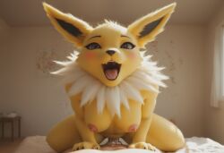 ai_generated anthro anthropomorphic beautiful bedroom big_breasts breasts breeding_request cowgirl_position cum_in_pussy cum_inside female fox fox_girl fucking fur furry furry_female furry_only generation_1_pokemon handjob impregnated impregnation_request in_heat intercourse interspecies inviting_to_sex jolteon looking_at_viewer on_knees pokémon_(species) pokemon pokemon_(species) seductive seductive_look seductive_smile sexy sexy_body sexy_pose tits_out wet_pussy
