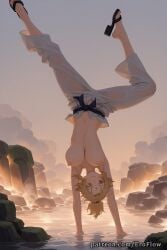 1girls 2025 ai_generated armpits blonde_hair boruto:_naruto_next_generations boruto:_two_blue_vortex breasts erect_nipples eroflow facial_mark forehead_mark handstand hanging_breasts hard_nipples hi_res high_heels highres large_breasts looking_at_viewer mature_female naruto naruto:_road_to_ninja naruto:_the_last naruto_(classic) naruto_(series) naruto_bomb naruto_pixxx naruto_shippuden navel nipples ocean open_fly outdoors pants patreon ponytail rock sandals sky solo toes topless tsunade tsunade_(cosplay) tsunade_(naruto) tsunade_senju upside-down voluptuous voluptuous_female water wet white_pants