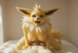 ai_generated anthro anthropomorphic beautiful bedroom big_breasts breasts breeding_request cowgirl_position cum_in_pussy cum_inside female fox fox_girl fucked_silly fucking fur furry furry_female furry_only generation_1_pokemon handjob impregnated impregnation_request in_heat intercourse interspecies inviting_to_sex jolteon looking_at_viewer on_knees pokémon_(species) pokemon pokemon_(species) seductive seductive_look seductive_smile sexy sexy_body sexy_pose tits_out wet_pussy
