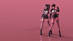 2girls 3d 3d_(artwork) cute daz3d daz_studio female long_legs luna_snow luna_snow_(marvel_rivals) marvel marvel_comics marvel_rivals psylocke psylocke_(marvel_rivals) standing wallpaper yuri