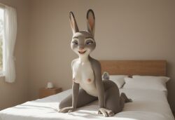 ai_generated anthro anthropomorphic beautiful bedroom big_breasts breasts breeding_request bunny_ears bunny_girl bunny_tail bunnygirl disney female fur furry furry_only impregnation_request in_heat inviting_to_sex judy_hopps looking_at_viewer on_knees seductive seductive_look seductive_smile sexy sexy_body sexy_pose tits_out wet_pussy zootopia