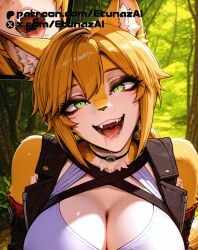 ai_generated etunazai female furry green_eyes large_breasts pulchra_(zenless_zone_zero) pulchra_fellini zenless_zone_zero