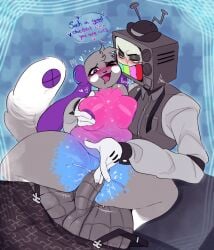 1boy1girl antennae averrbaverr boobs_out breasts breasts breasts_out chubby chubby_female cock commission dialogue drool drooling fondling fondling_breast furry furry_female groping groping_breasts hat moan moaning moaning_in_pleasure mr._puzzles oc original_character penis penis_in_pussy pussy pussy_juice pussy_juice_drip robot rubbing rubbing_pussy sex simple_background smg4 tv_head vagina vaginal_fluids vaginal_insertion vaginal_juices vaginal_penetration vaginal_penetration vaginal_penetration vaginal_sex
