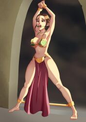 1girls bikini_top bondage bound brown_eyes brown_hair cleavage female female_only femsub gag gagged metal_cuffs open_mouth open_mouth_gag png puffpow revealing_clothes ring_gag slave_bikini slave_leia slave_leia_(cosplay) slave_outfit slavegirl spreader_bar wrist_cuffs