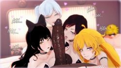 1boy 3d 3d_(artwork) 4girls armwear big_breasts big_penis black_hair blacked blake_belladonna blonde_hair blue_eyes breasts covered_nipples dark-skinned_male dark_skin female fishnet_armwear fishnets gigantic_penis gray_eyes huge_breasts huge_penis kiss kiss_mark licking licking_penis long_hair looking_at_partner male multicolored_hair numbersguy open_mouth penis purple_eyes red_hair ruby_rose rwby seductive seductive_eyes seductive_look seductive_mouth seductive_smile short_hair smile smiling smug smug_face smug_grin smug_smile spade spade_tattoo tagme tongue tongue_out weiss_schnee white_hair yang_xiao_long yellow_eyes