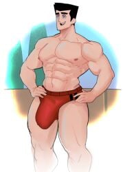 balls bara big_bulge big_penis bulge flaccid male male_only muscles muscular penis powerpuff_girls professor_utonium scruffley solo solo_male