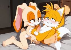 aged_up ai_generated anal anal_fingering bondage bound cream_the_rabbit ejaculation female female_fingering_male femdom furry half-closed_eyes legs_apart looking_at_partner male male_penetrated miles_prower miles_tails_prower orgasm penis pleasure_face pussy small_breasts smiling smug sonic_(series) sonic_the_hedgehog_(series) tails tails_the_fox teeth_clenched